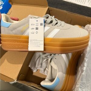 adidas Gazelle Gray and Blue Sneakers